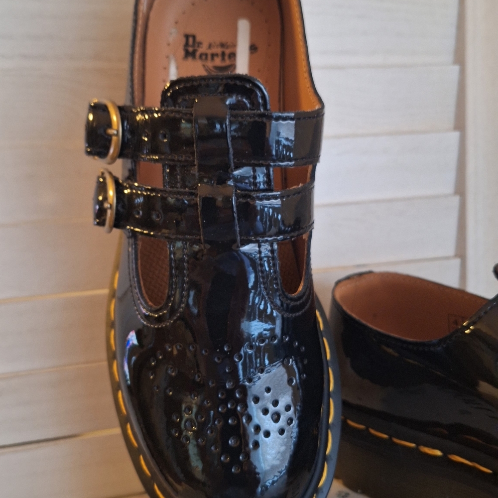 NWOT Dr. Martens Black Patent Leather Double-Strap Mary Jane Loafers - Picture 6 of 8